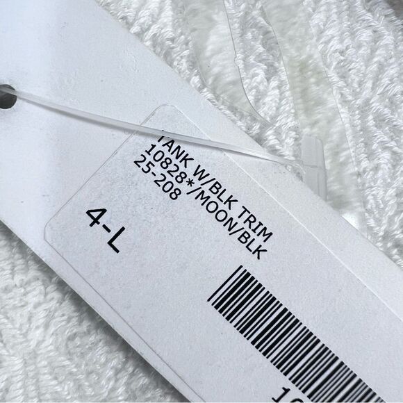 NEW Heather B Moon White / Black Trim Square Neck Knit Tank - Picture 6 of 11